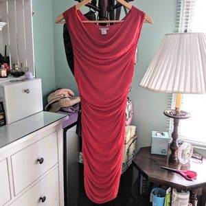 H&M Red Ruched Bodycon Dress